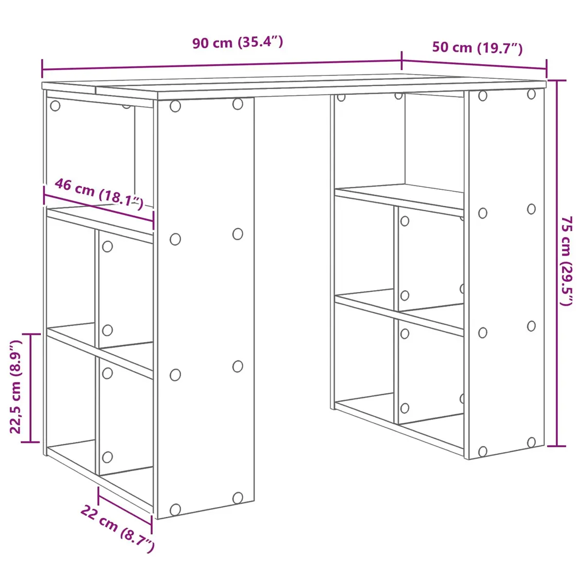 White Writing Desk with Shelves for Home Office