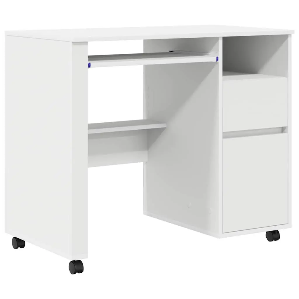 Mobile White Computer Desk for Home Office