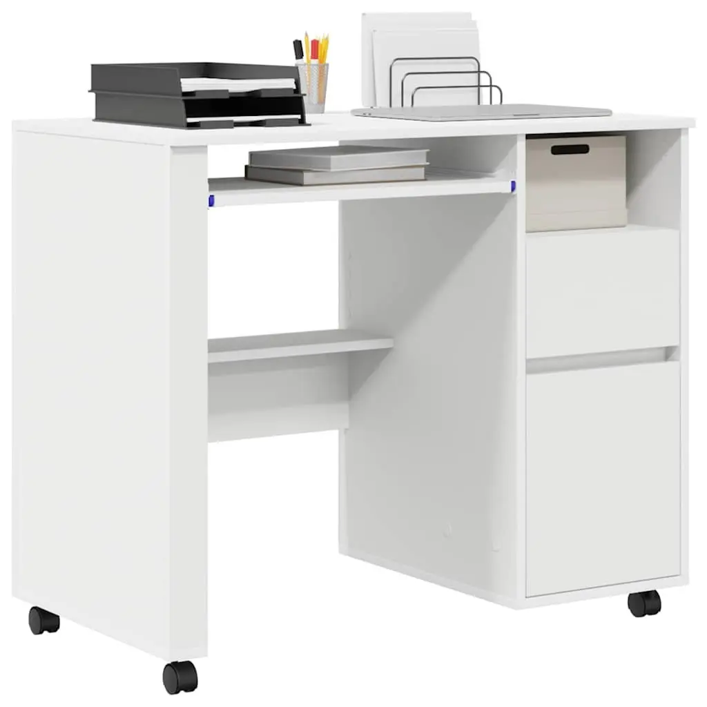 Mobile White Computer Desk for Home Office