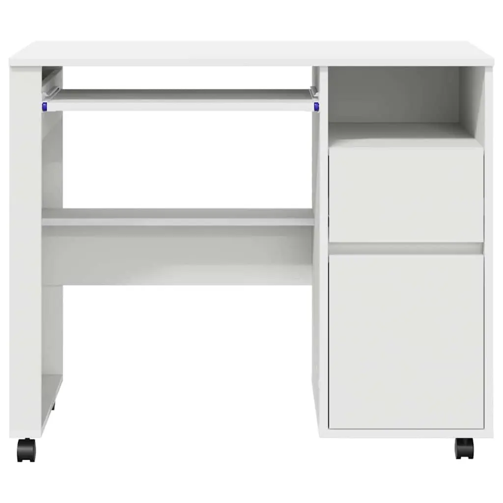 Mobile White Computer Desk for Home Office