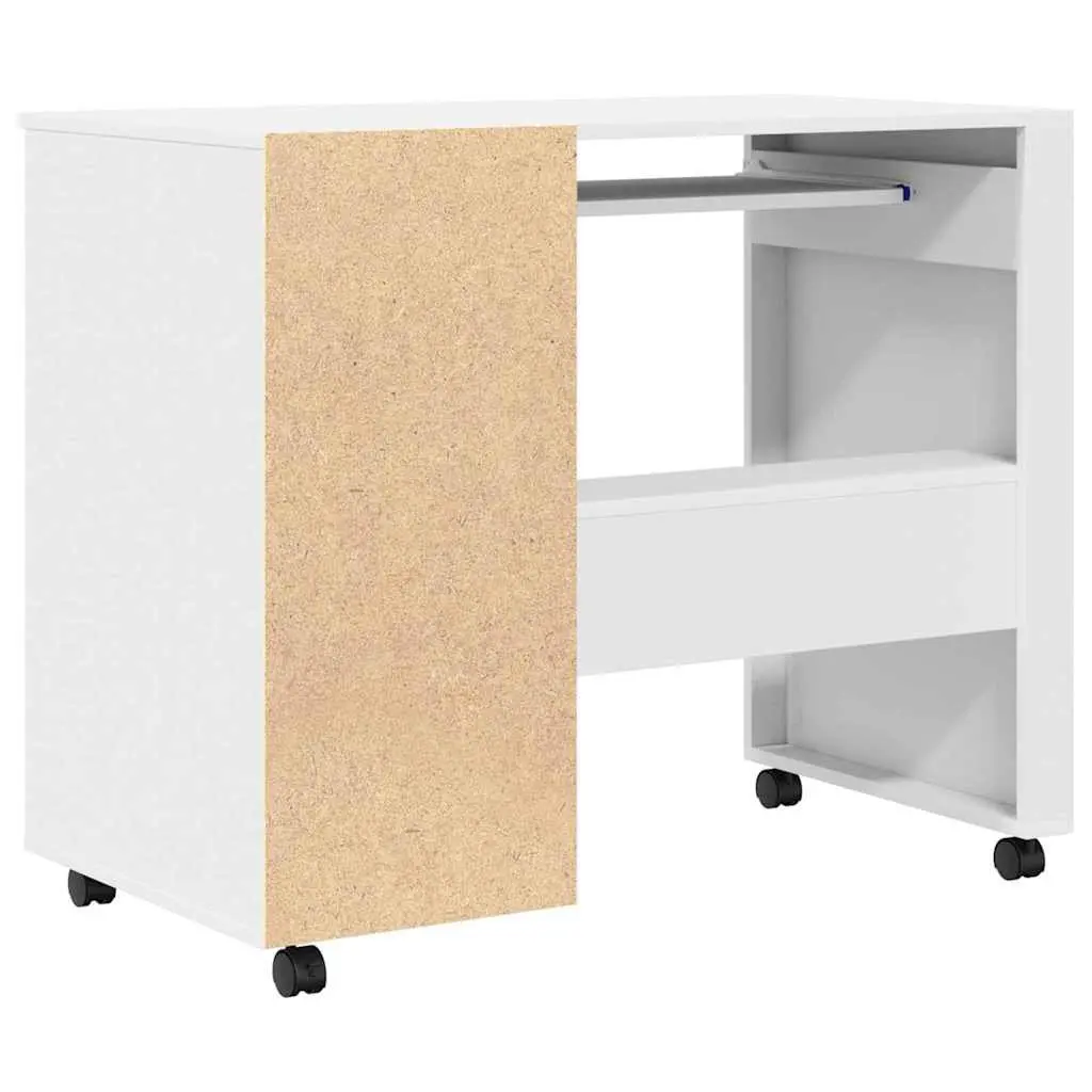 Mobile White Computer Desk for Home Office