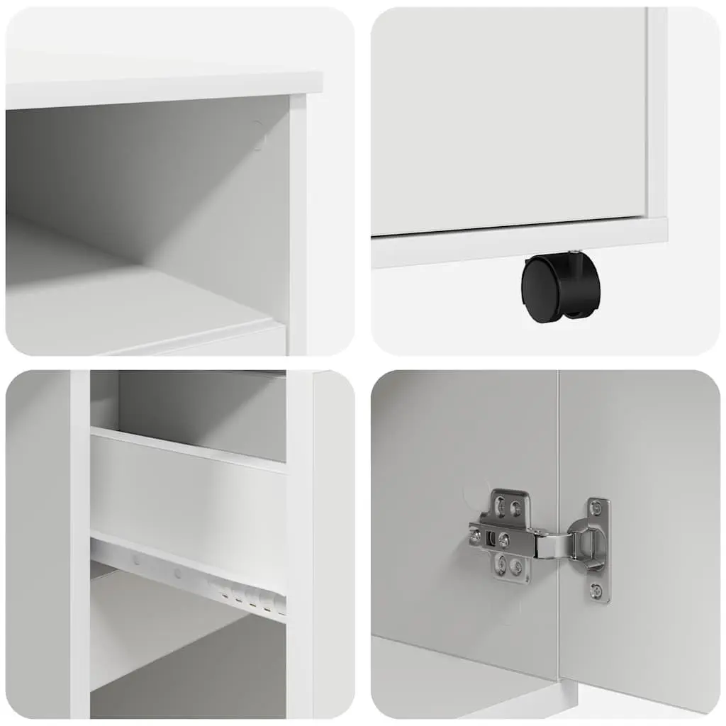 Mobile White Computer Desk for Home Office
