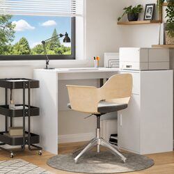 Warm White Office Desk with Integrated Shelves 102x50x75cm