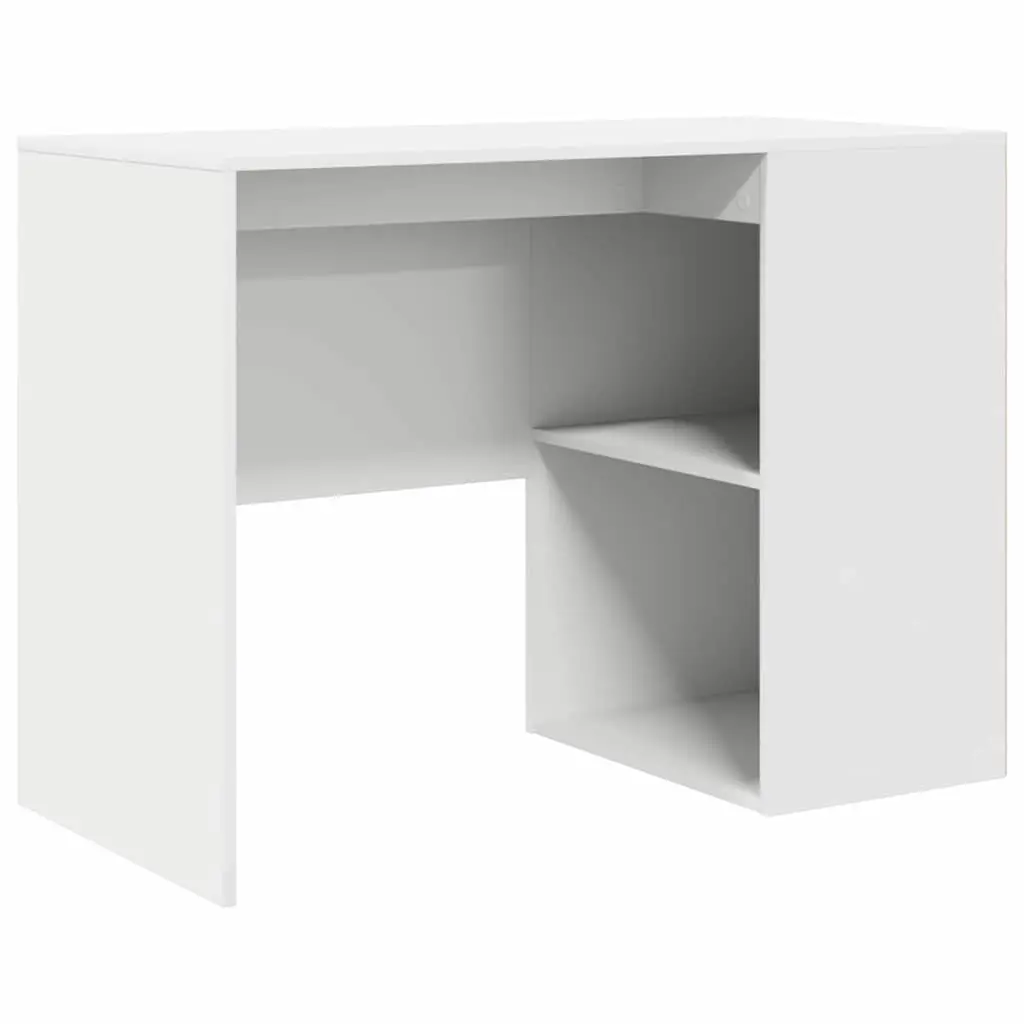Office Desk White Rectangular 102x50x75cm Engineered Wood with Shelves