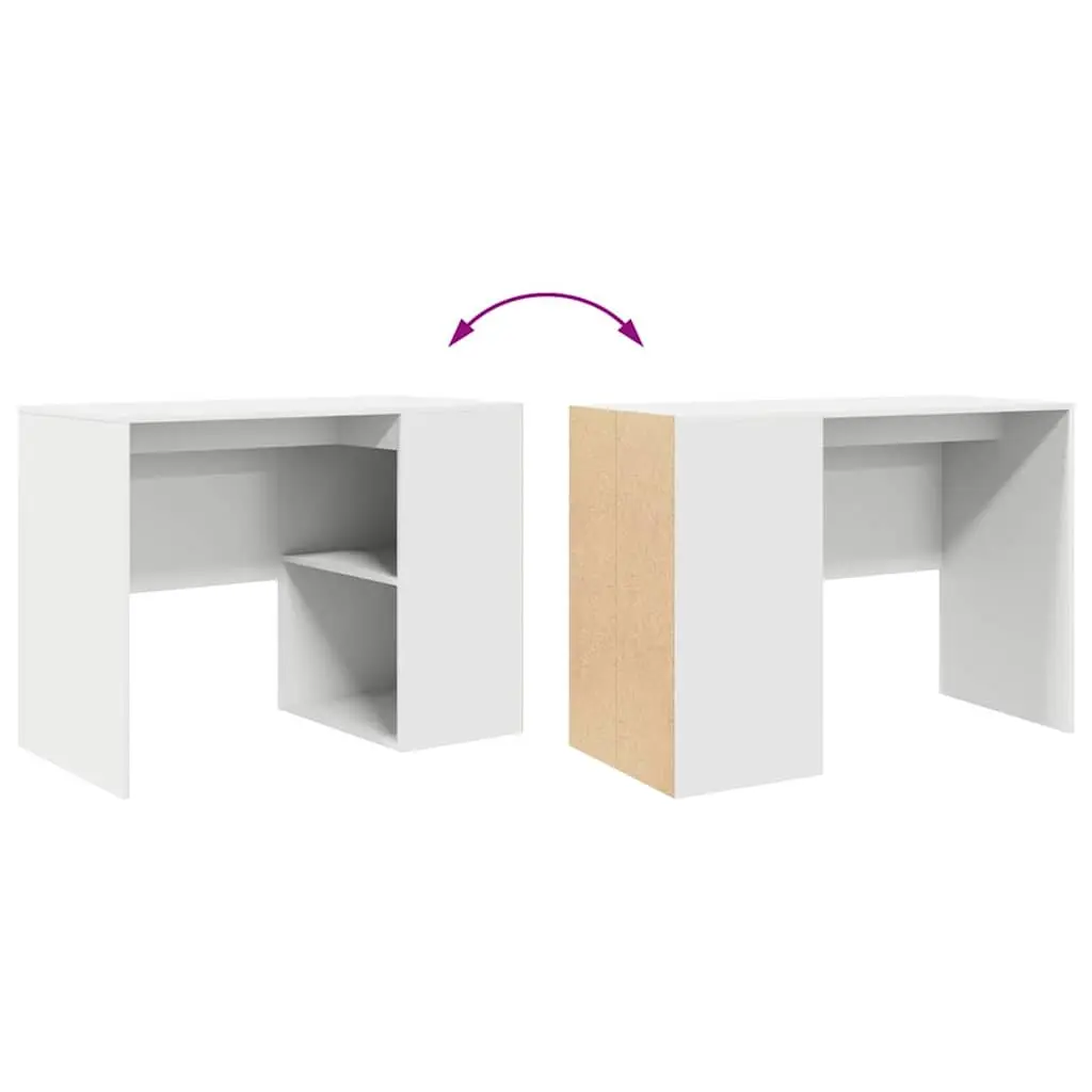 Office Desk White Rectangular 102x50x75cm Engineered Wood with Shelves
