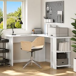 White Corner Desk 140 x 113.5 x 75 cm Engineered Wood