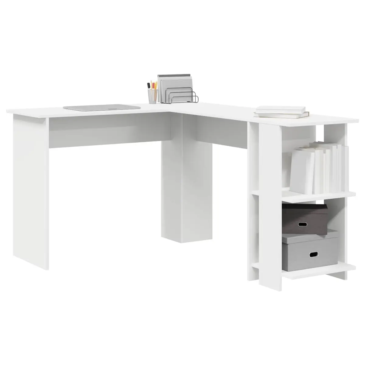 White Corner Desk 140 x 113.5 x 75 cm Engineered Wood