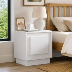 White Modern Rustic Nightstand with USB Charging