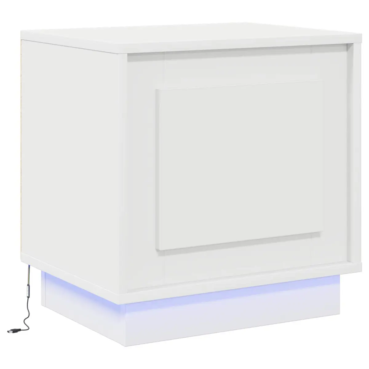 White Modern Rustic Nightstand with USB Charging