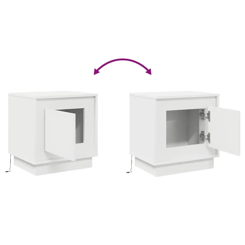 White Modern Rustic Nightstand with USB Charging