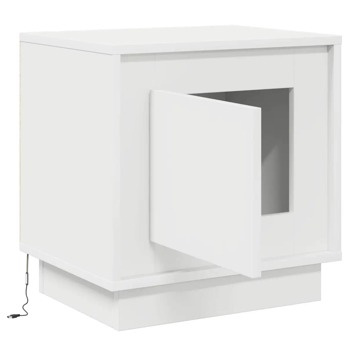 White Modern Rustic Nightstand with USB Charging