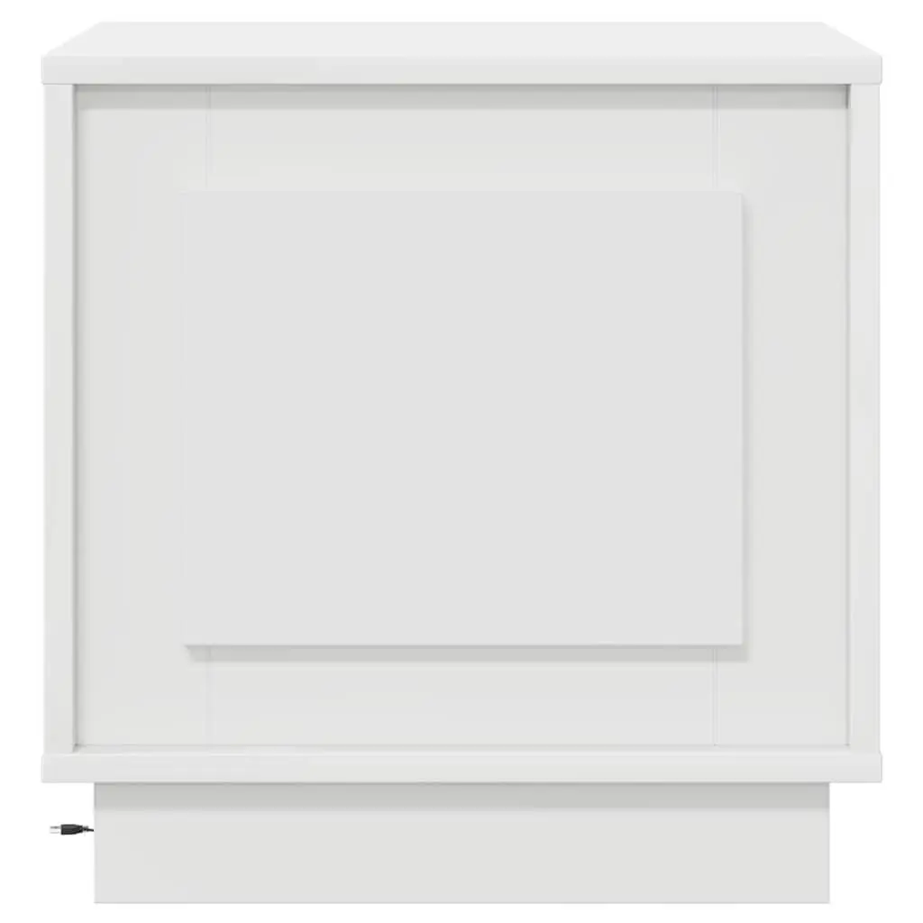 White Modern Rustic Nightstand with USB Charging