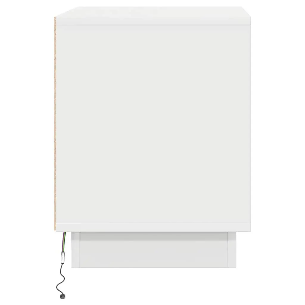 White Modern Rustic Nightstand with USB Charging