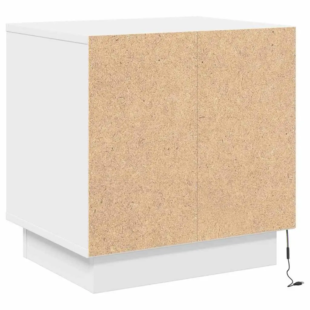 White Modern Rustic Nightstand with USB Charging