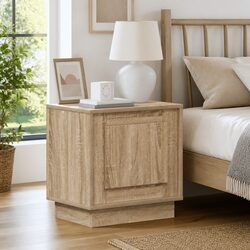 Rustic Bedside Cabinet Set with LED Lights and USB Ports
