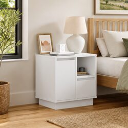 White Engineered Wood Bedside Cabinets Set of 2