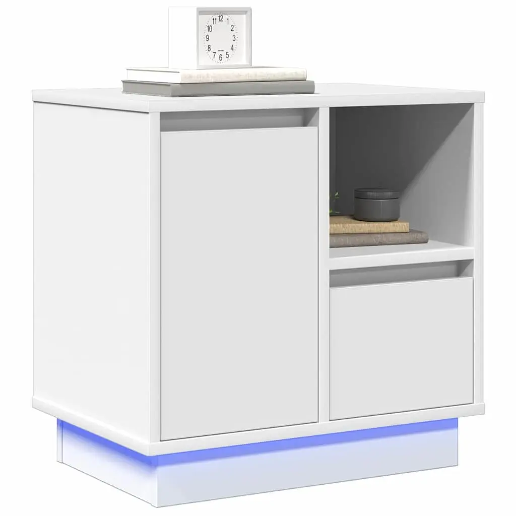 White Engineered Wood Bedside Cabinets Set of 2