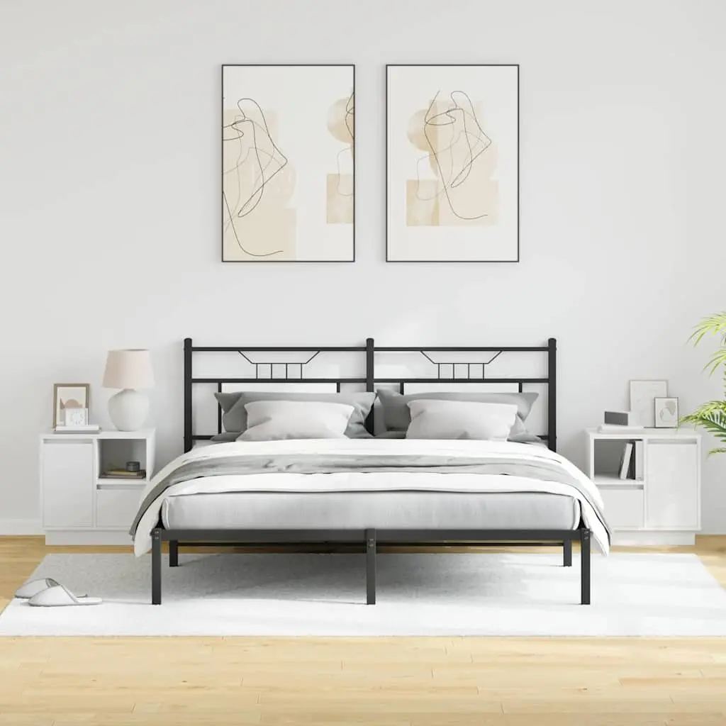 White Engineered Wood Bedside Cabinets Set of 2