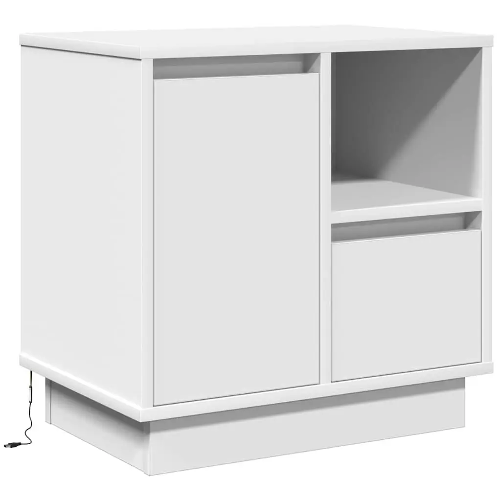 White Engineered Wood Bedside Cabinets Set of 2