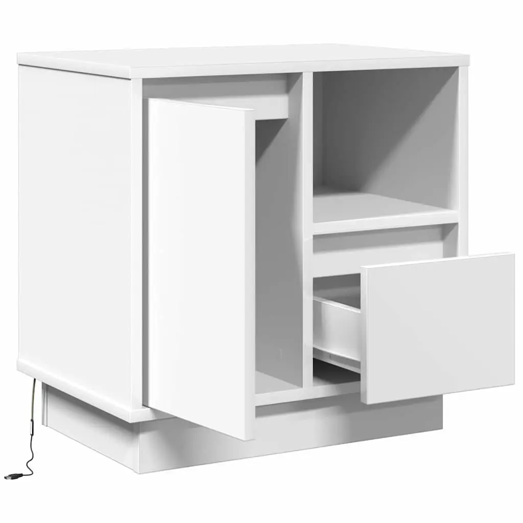 White Engineered Wood Bedside Cabinets Set of 2
