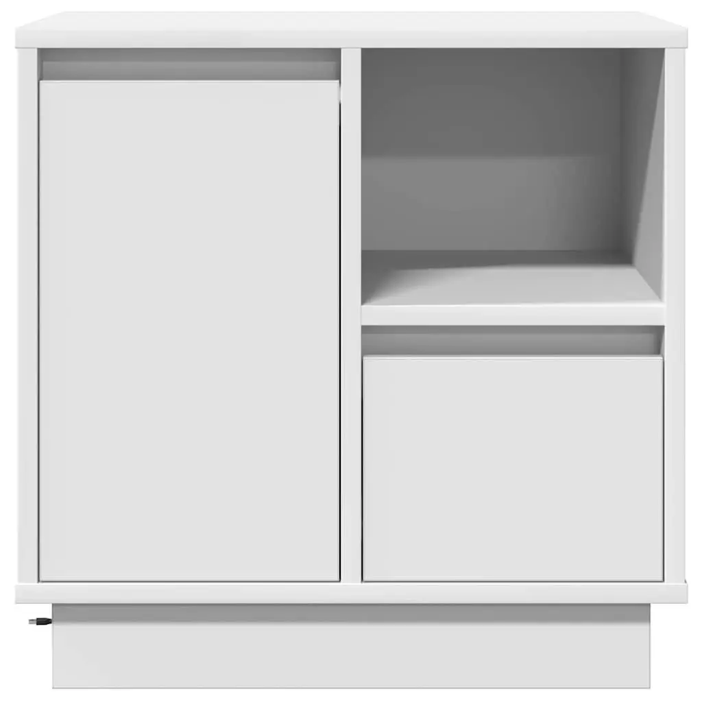 White Engineered Wood Bedside Cabinets Set of 2