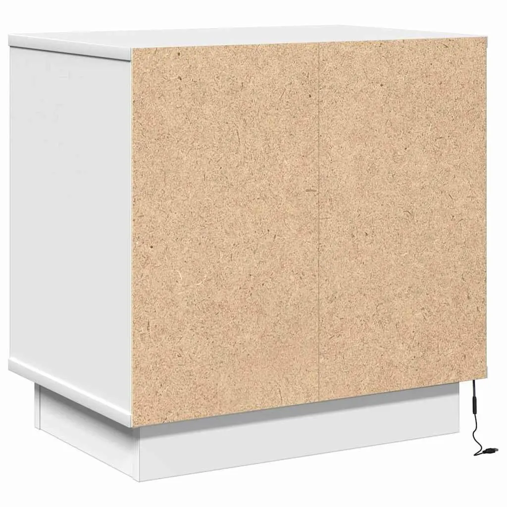 White Engineered Wood Bedside Cabinets Set of 2