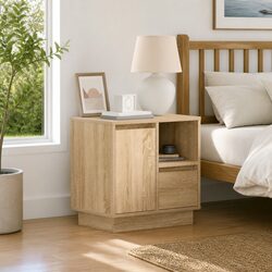 Beige Bedside Cabinet with Drawer for Cozy Storage