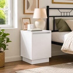 Contemporary White Bedside Cabinet Set with USB Lighting