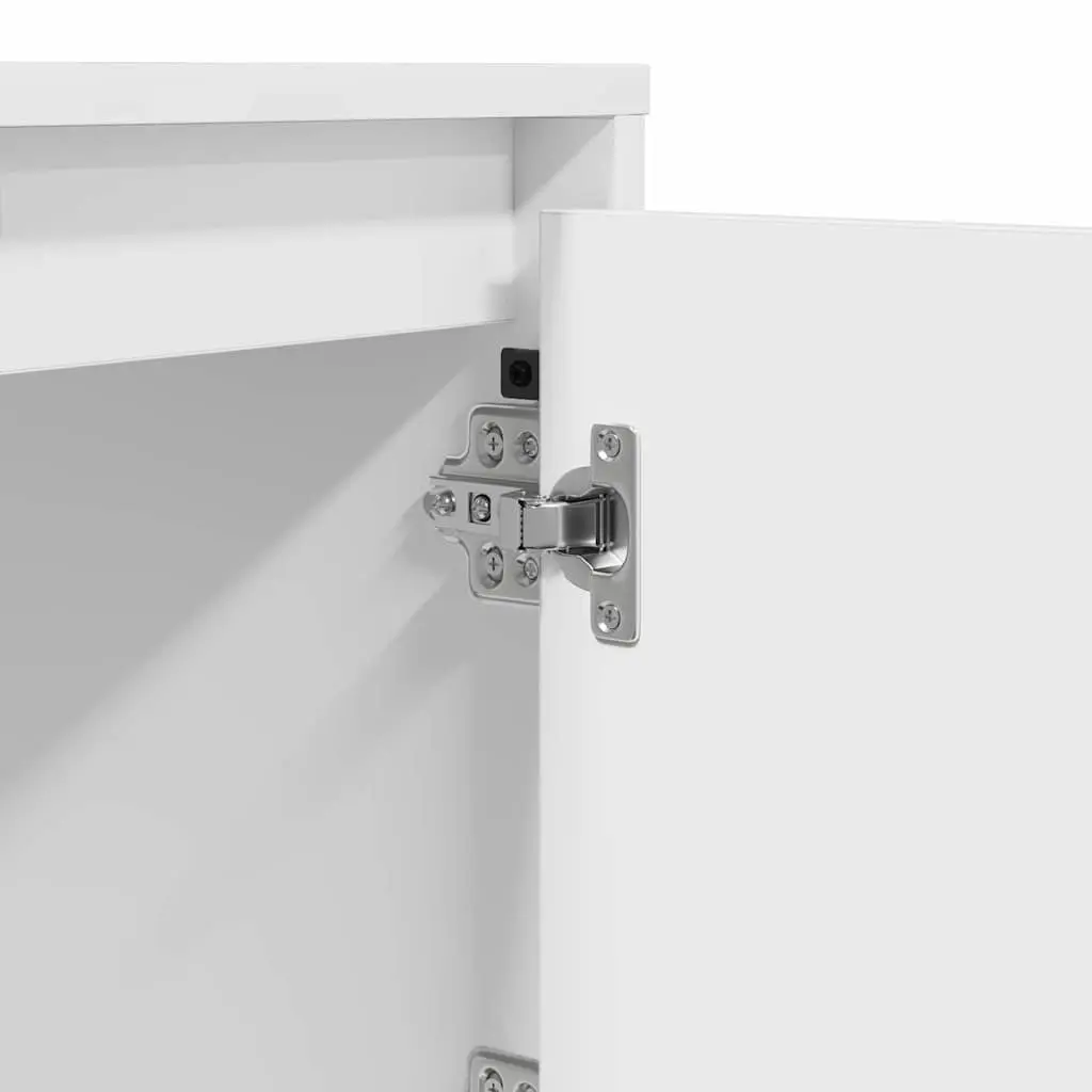 Bedside Cabinet White Engineered Wood Hinge Door USB LED Lighting 2 Piece