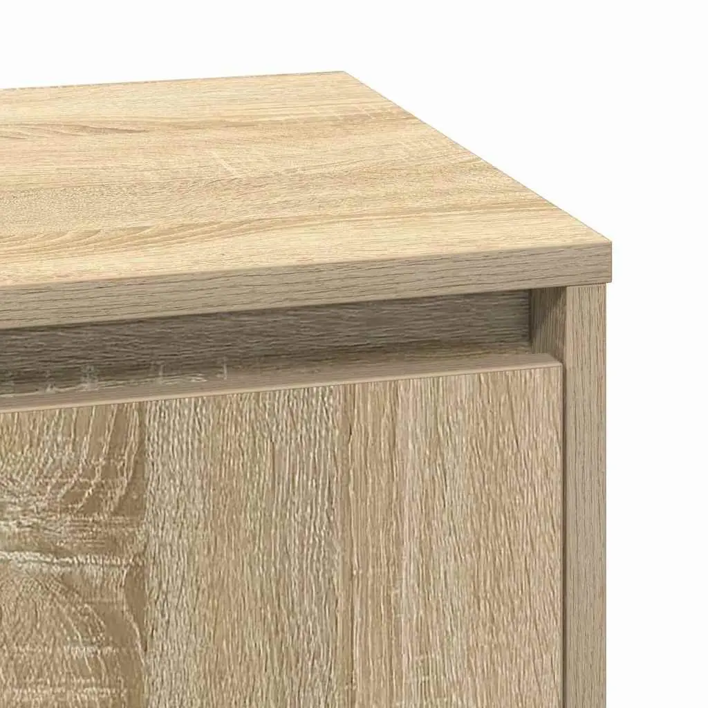Bedside Cabinet 2 pcs Brown Modern Bedroom Storage Hinge Door USB LED Light
