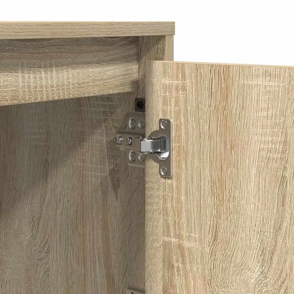 Bedside Cabinet 2 pcs Brown Modern Bedroom Storage Hinge Door USB LED Light