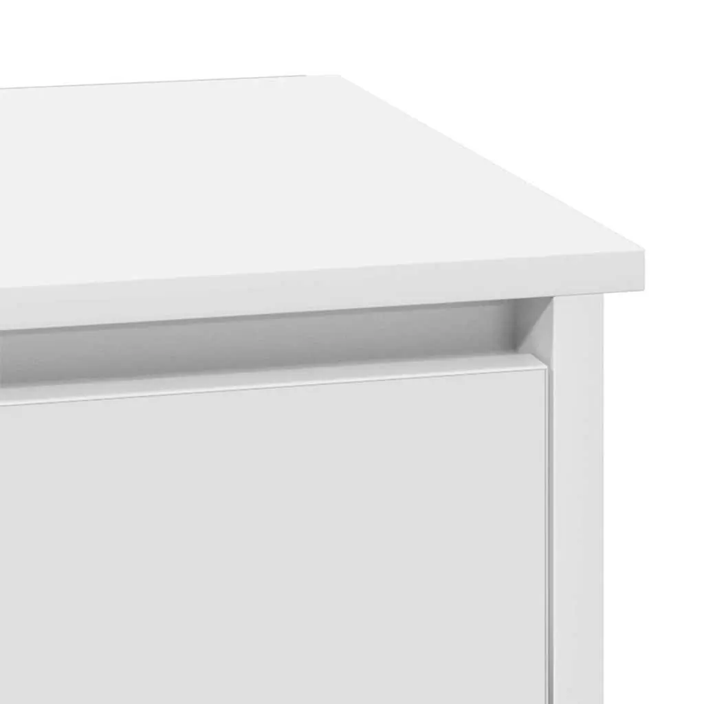 Bedside Cabinet White 2 Piece Engineered Wood Nightstand with LED String Lights