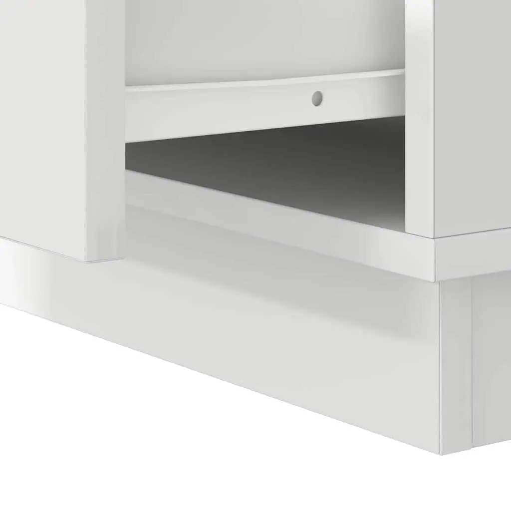 Bedside Cabinet White 2 Piece Engineered Wood Nightstand with LED String Lights