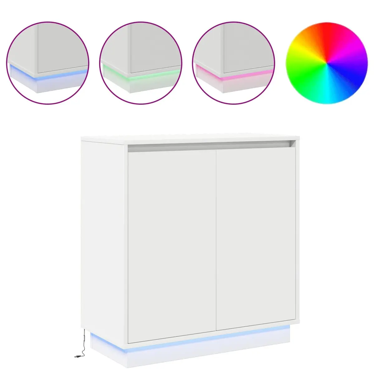 LED Sideboard Storage Cabinet White 71x34.5x75cm Engineered Wood RGB Lighting
