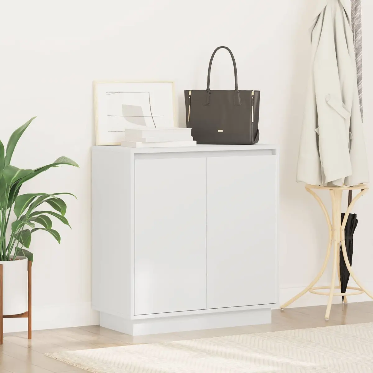 LED Sideboard Storage Cabinet White 71x34.5x75cm Engineered Wood RGB Lighting