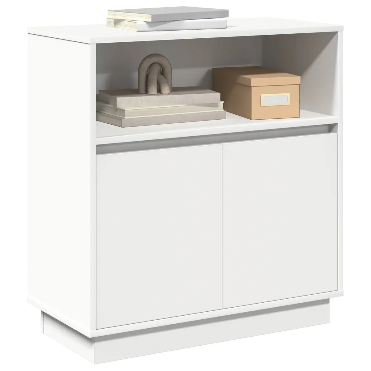 LED Sideboard White Modern Storage Cabinet Engineered Wood Hinged Doors Dining