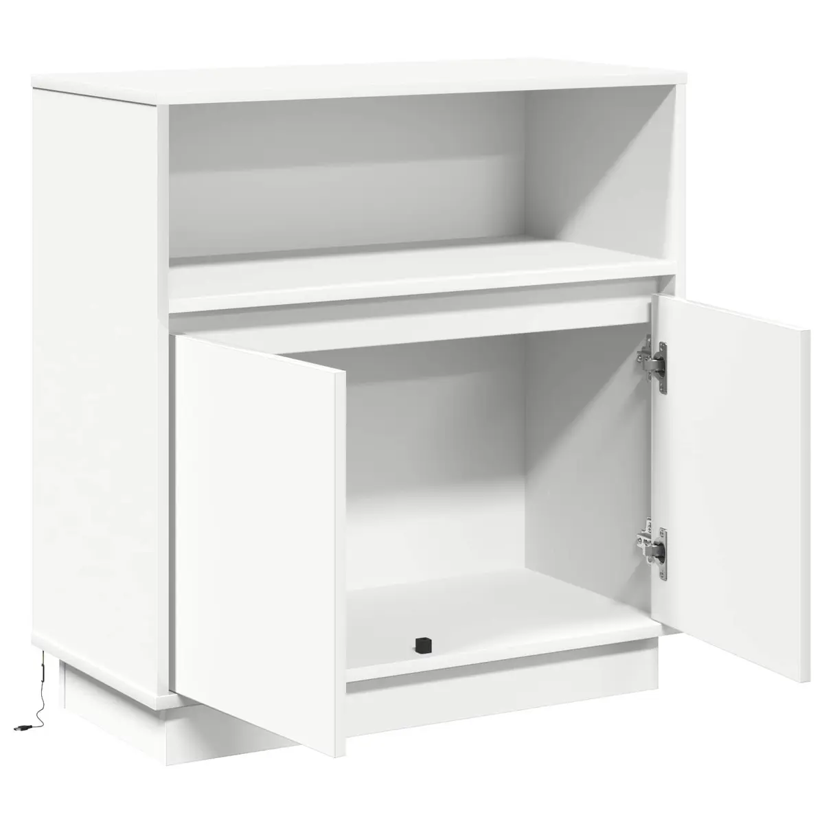 LED Sideboard White Modern Storage Cabinet Engineered Wood Hinged Doors Dining