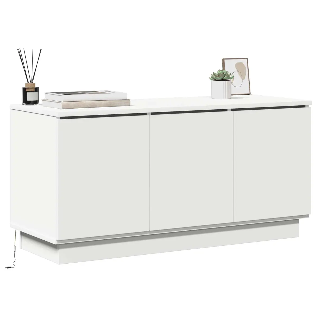 TV Cabinet White 100x38x49cm Engineered Wood with LED Lighting