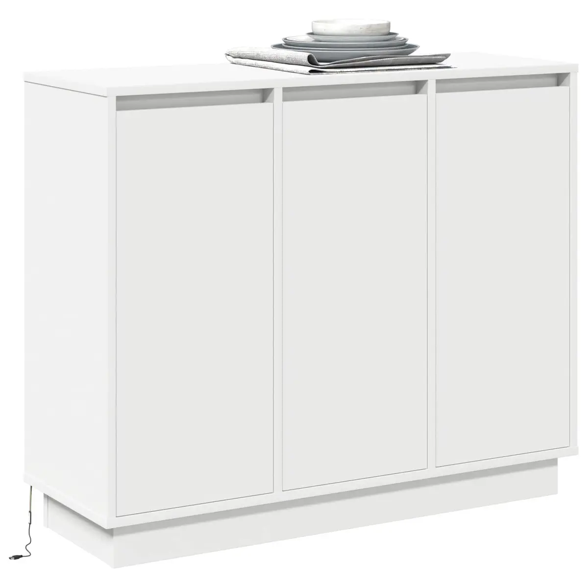 LED Sideboard White 90 x 32 x 75 cm Storage Cabinet with Lights Modern Living