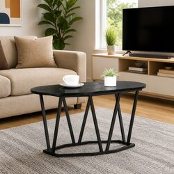 Modern Oval Coffee Table in Black Oak for Living Rooms