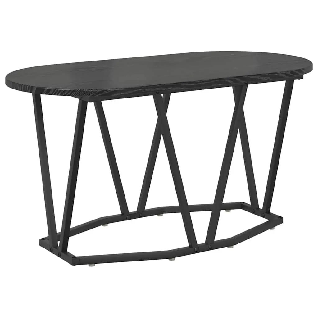 Oval Coffee Table Black Oak Industrial Modern 80x40x40.5cm Engineered Wood