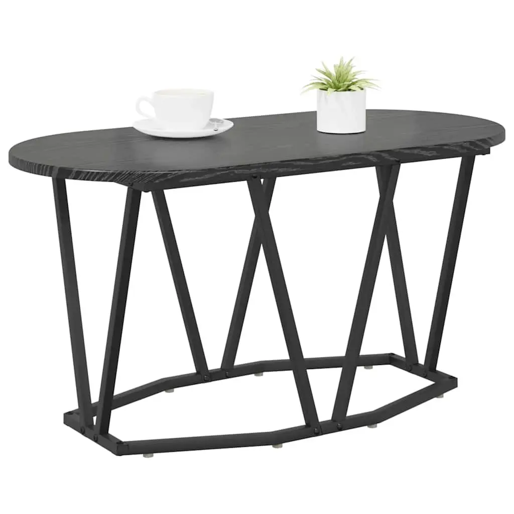 Oval Coffee Table Black Oak Industrial Modern 80x40x40.5cm Engineered Wood