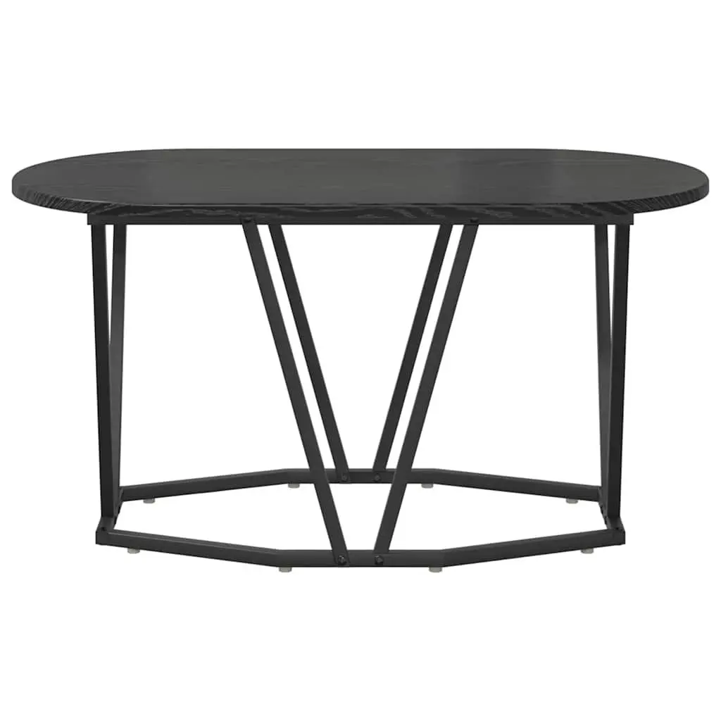 Oval Coffee Table Black Oak Industrial Modern 80x40x40.5cm Engineered Wood