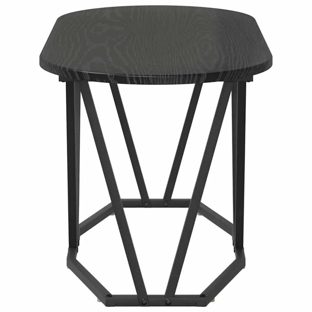 Oval Coffee Table Black Oak Industrial Modern 80x40x40.5cm Engineered Wood