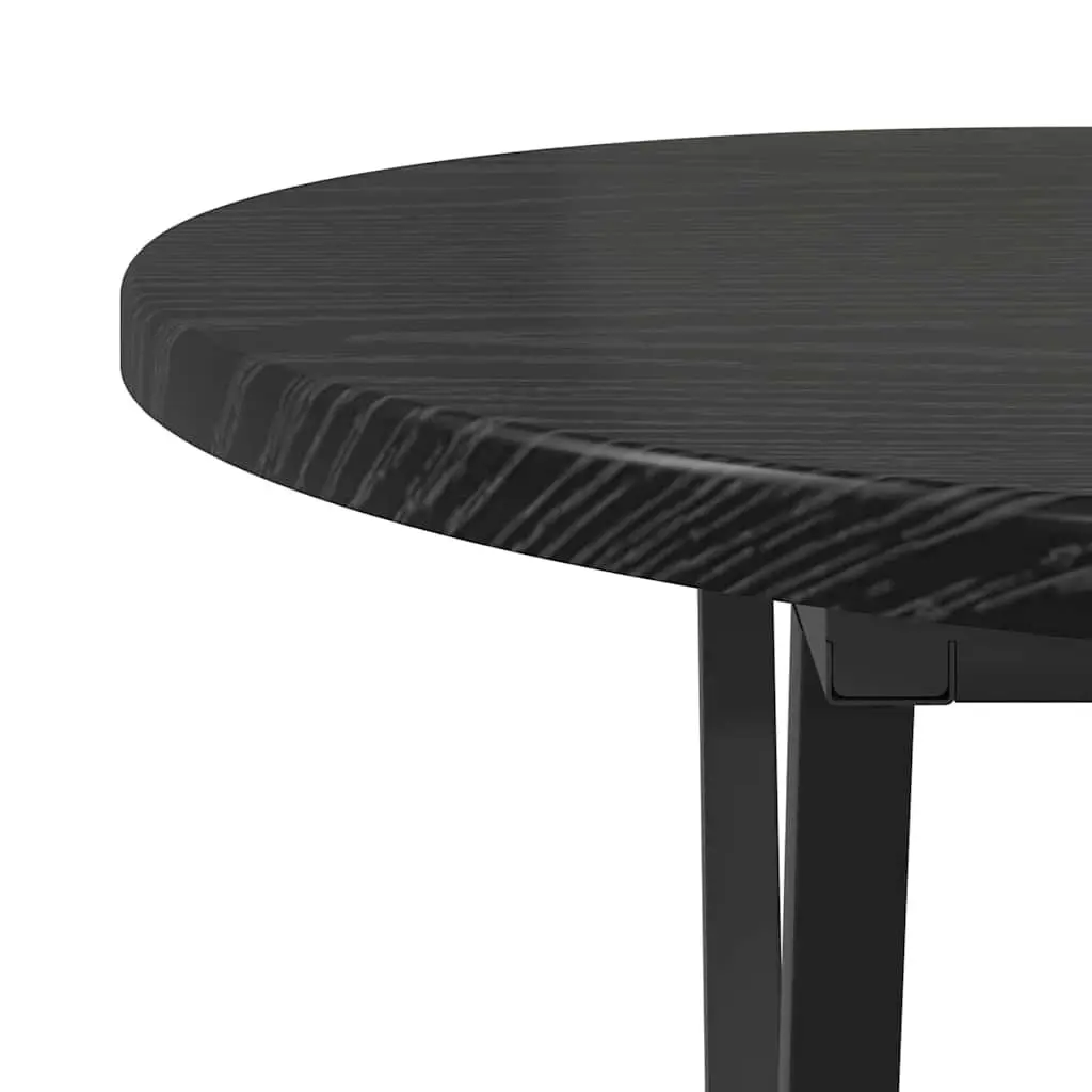 Oval Coffee Table Black Oak Industrial Modern 80x40x40.5cm Engineered Wood