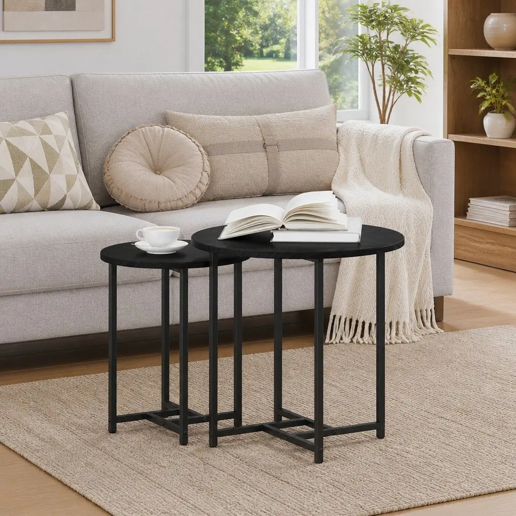 Nesting Accent Side Table Set in Black
