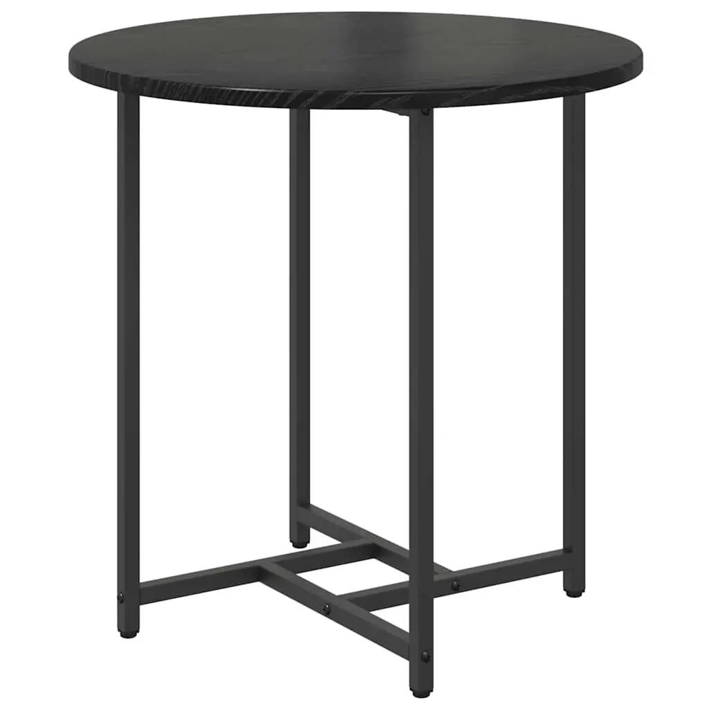 Side Table Set Black Modern Industrial 2 Pieces Engineered Wood Metal Frame