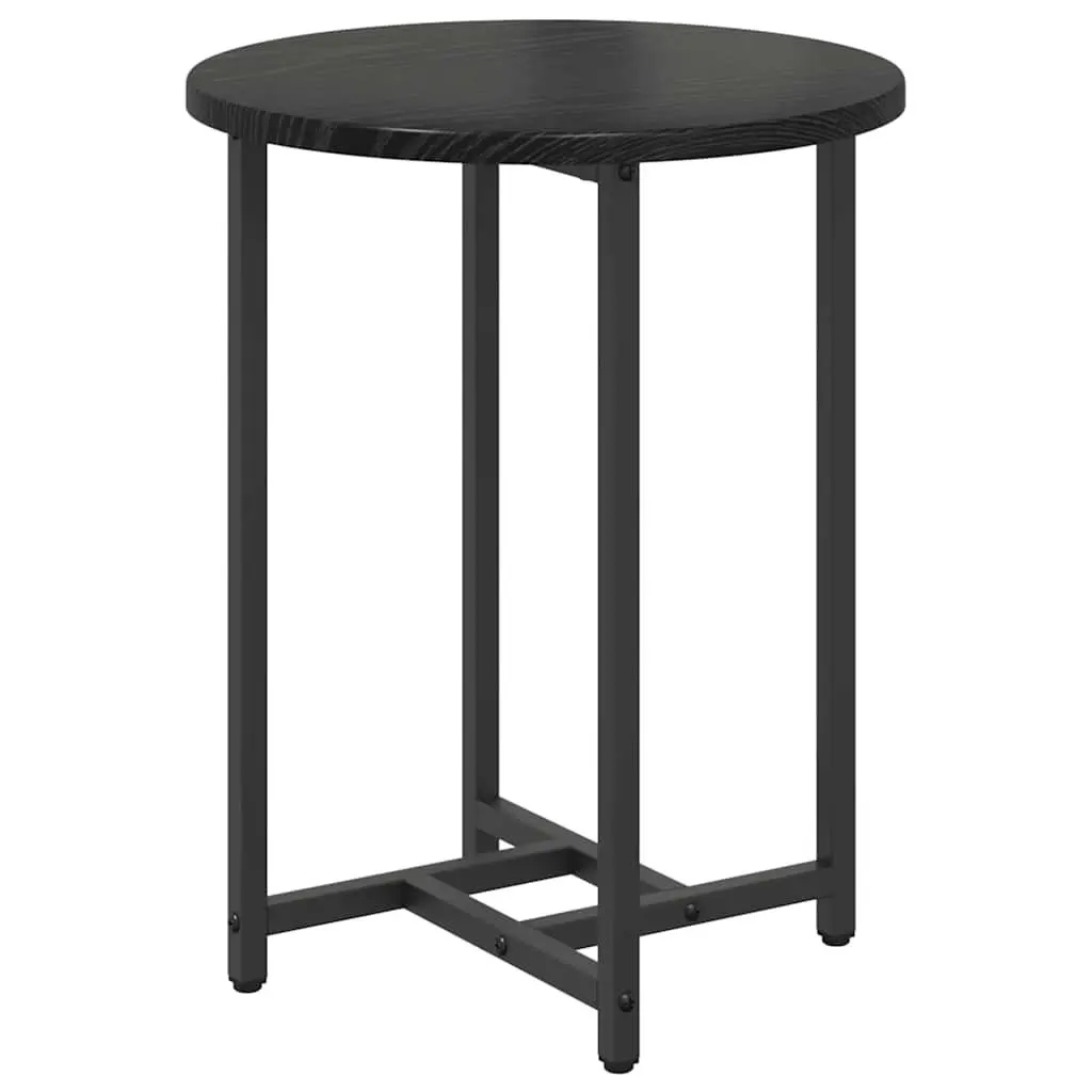 Side Table Set Black Modern Industrial 2 Pieces Engineered Wood Metal Frame