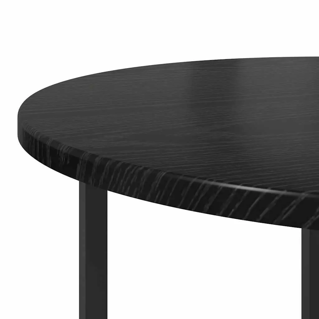 Side Table Set Black Modern Industrial 2 Pieces Engineered Wood Metal Frame