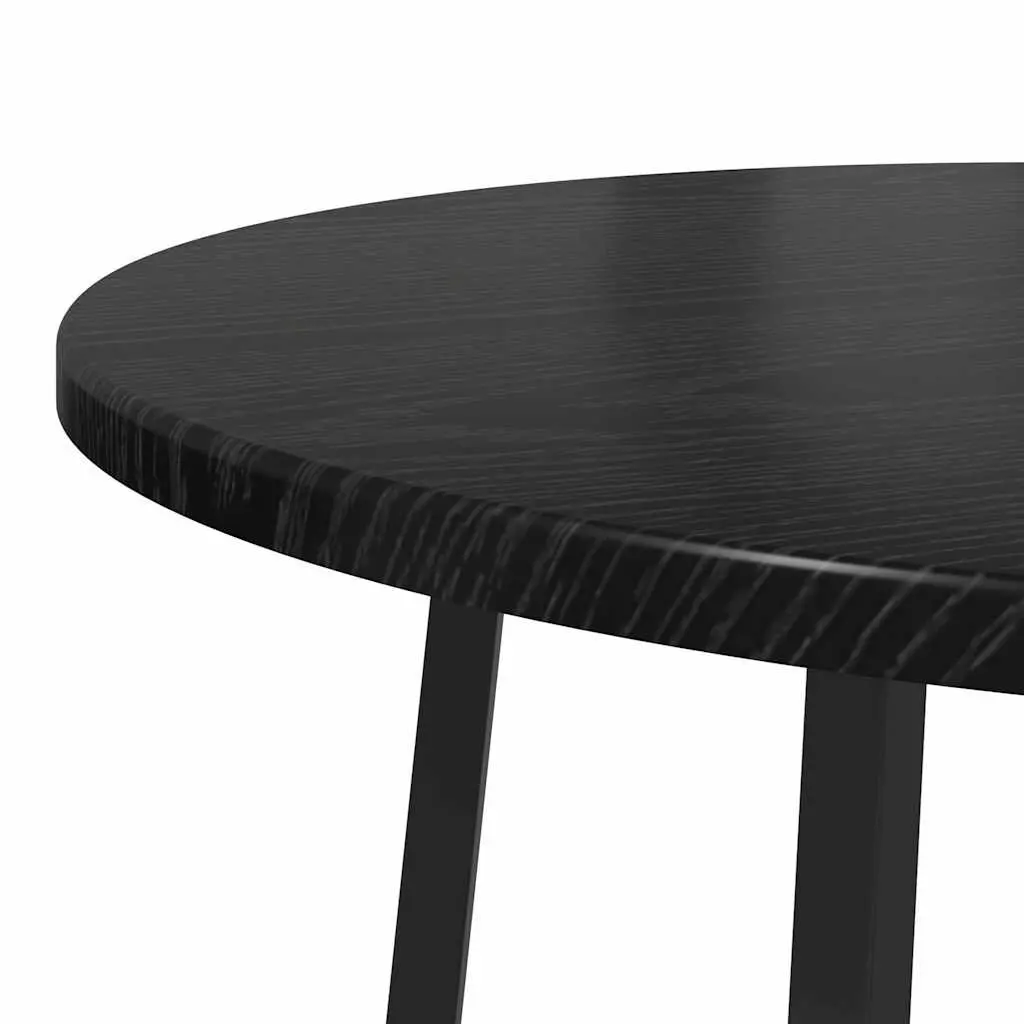Side Table Set Industrial Black Round Accent 2 Pieces Engineered Wood Metal